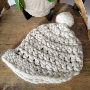 NWT Free People Loopy Mango Brim Hat Pompom Handknit Beanie Polar Bear